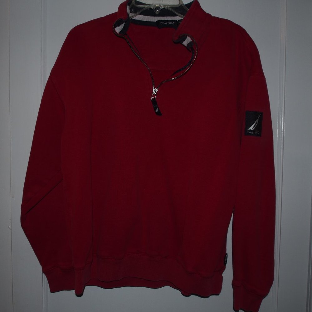 NAUTICA RED QUARTER ZIP  SWEATSHIRT JACKET MEDIUM